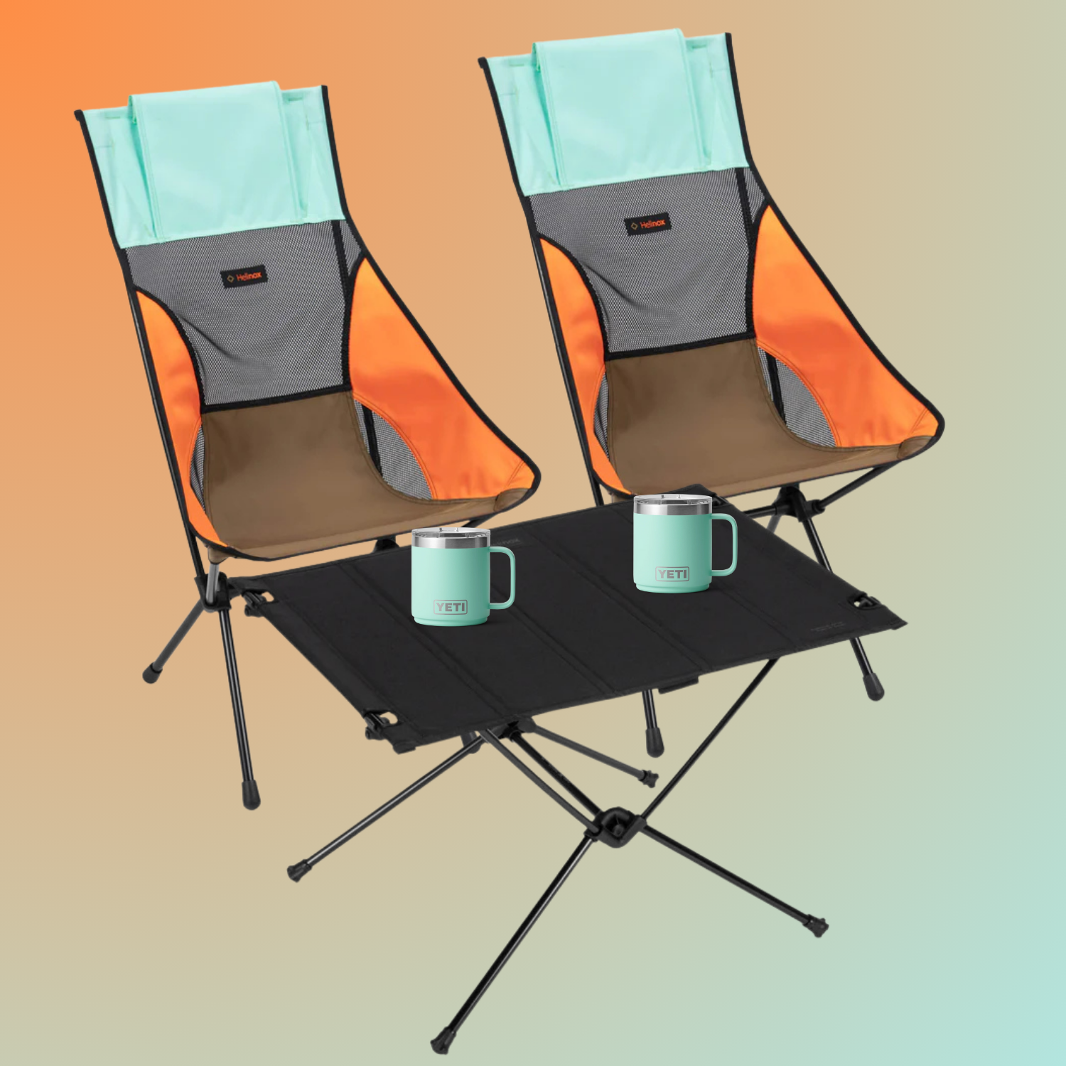Helinox Chair & Table Set + Yeti Mugs (choice of color)