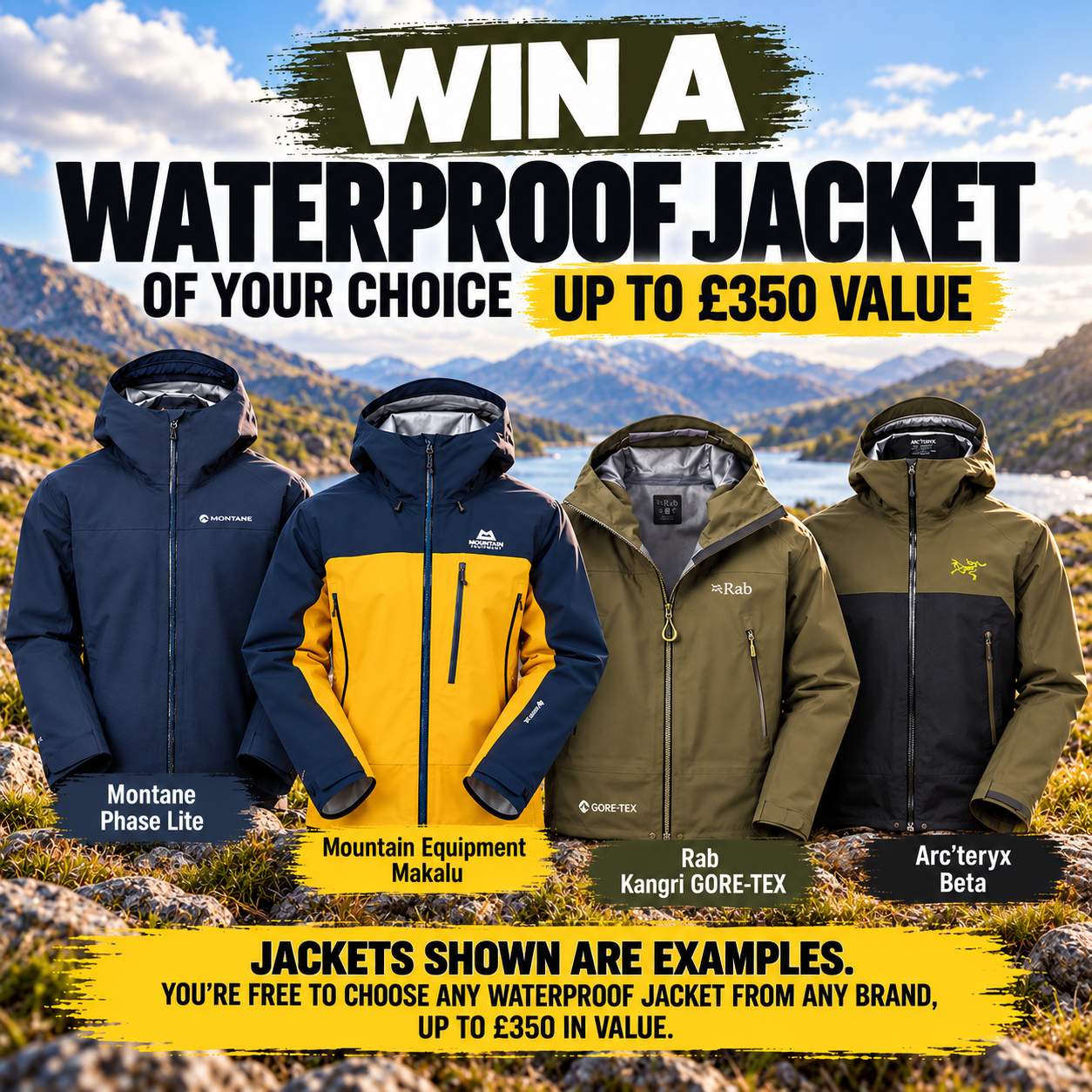 £350 Waterproof Jacket of Choice