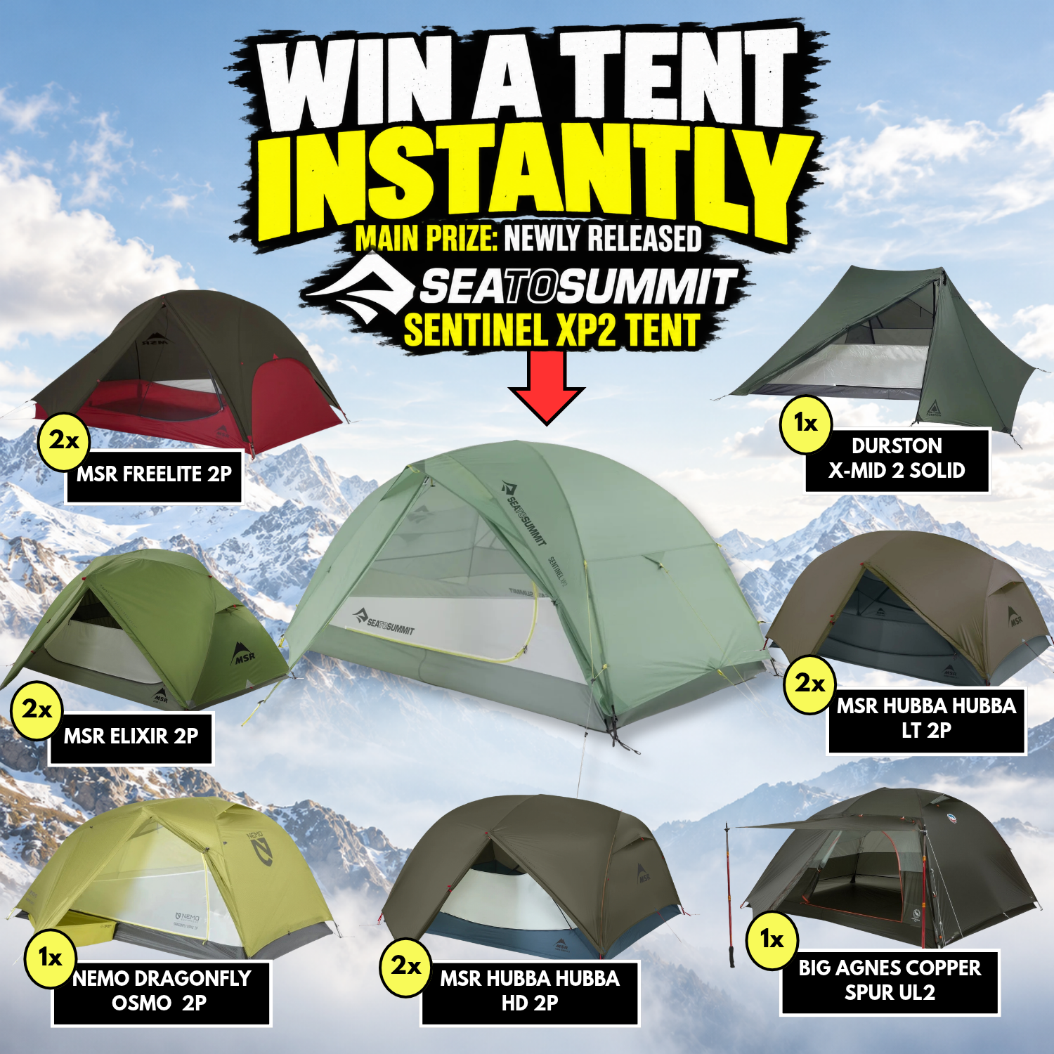 Sea to Summit Sentinel XP2 + Premium Tent Instant Wins!